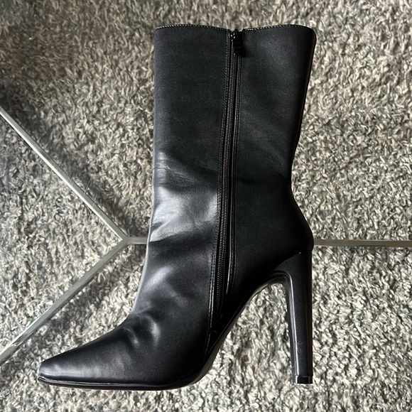 Boohoo Black Square Toe Heeled Boots, 9 - Picture 4 of 9
